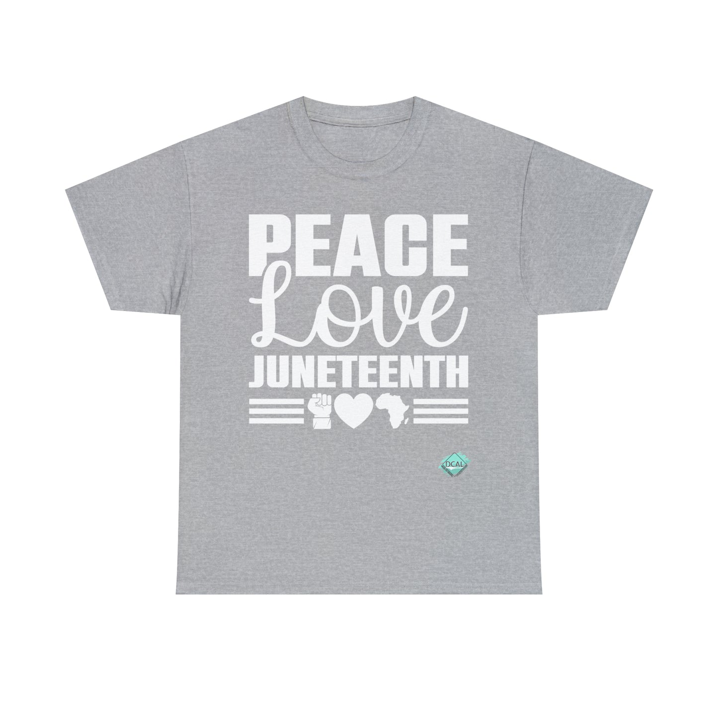 DCAL Juneteenth "Peace, Love (light)"Unisex Heavy Cotton Tee