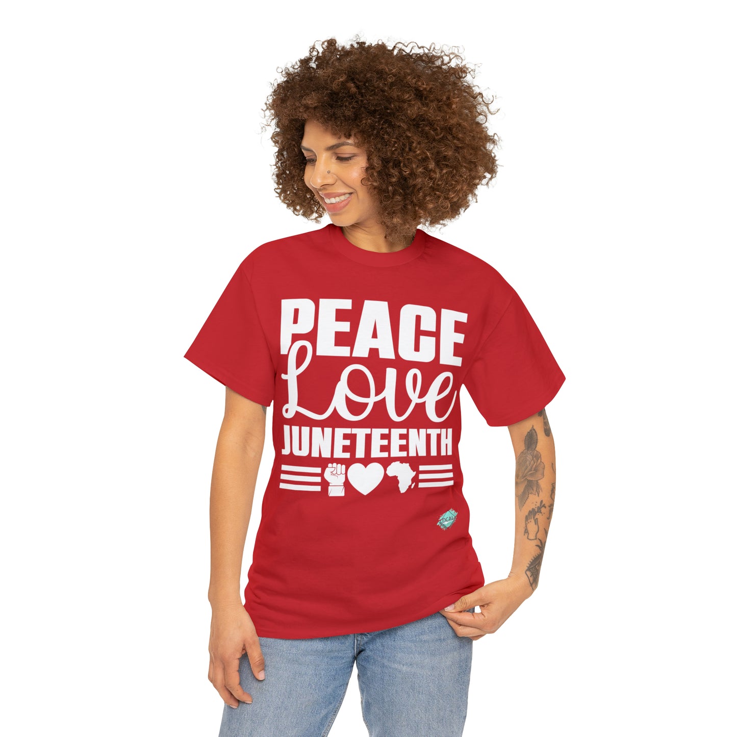 DCAL Juneteenth "Peace, Love (light)"Unisex Heavy Cotton Tee