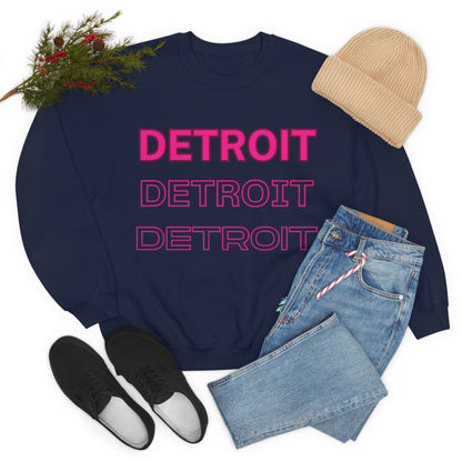 DCAL Downtown Diaries "Pink Detroit" Unisex Heavy Blend™ Crewneck Sweatshirt