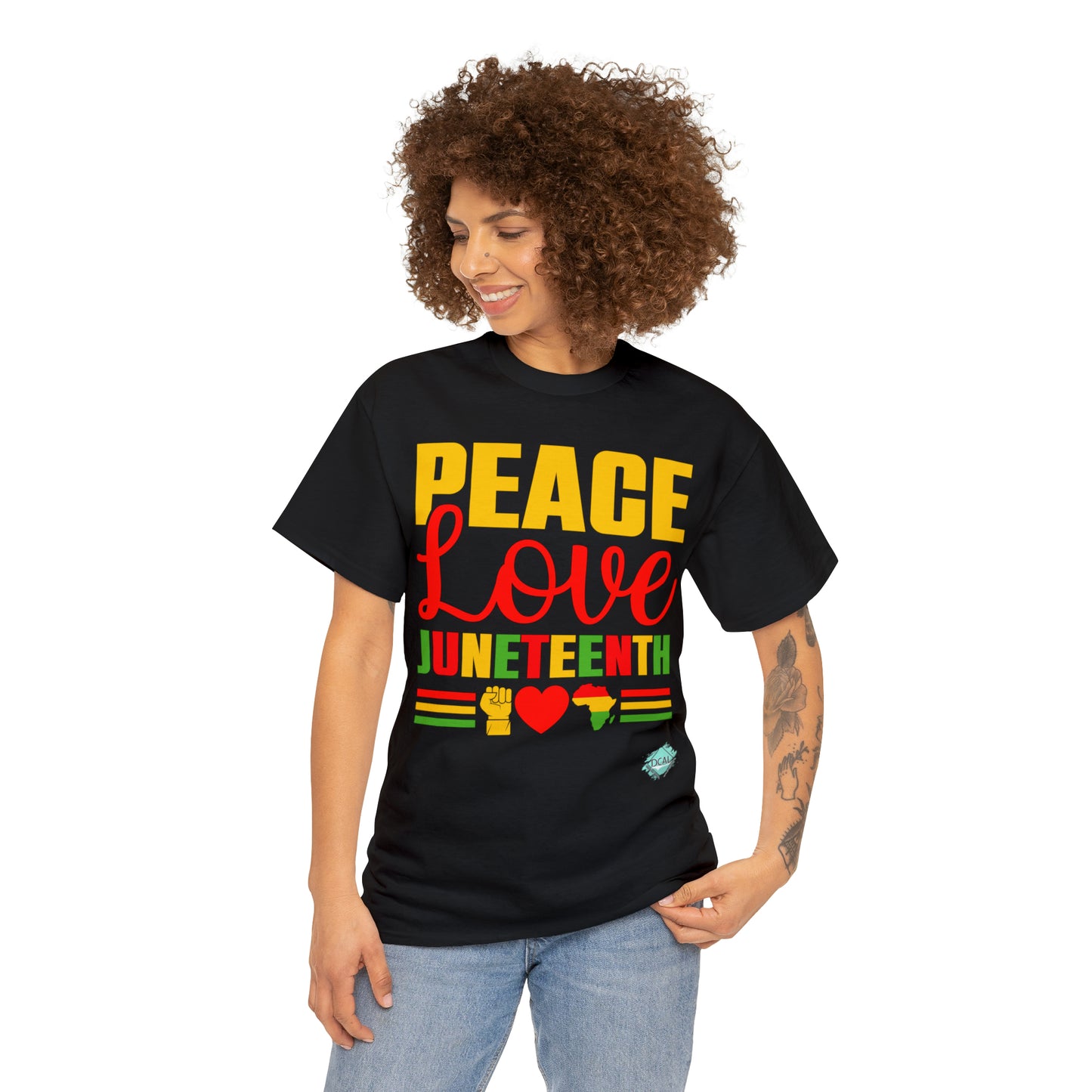 DCAL Juneteenth "Peace, Love & Juneteenth" Unisex Heavy Cotton Tee