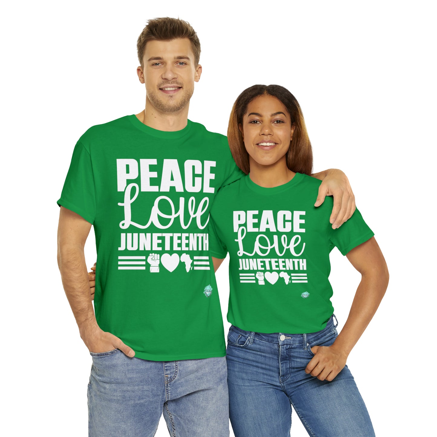 DCAL Juneteenth "Peace, Love (light)"Unisex Heavy Cotton Tee