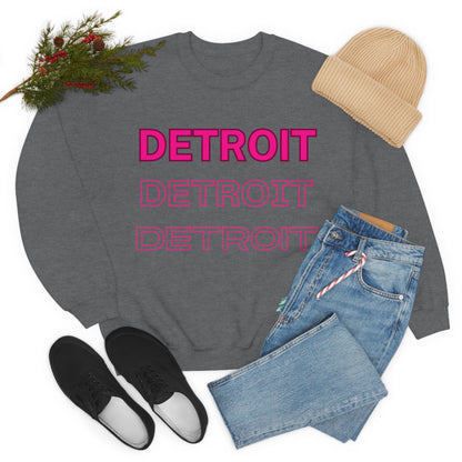 DCAL Downtown Diaries "Pink Detroit" Unisex Heavy Blend™ Crewneck Sweatshirt