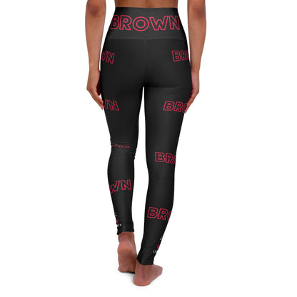 DCAL The Brown Collection "Black and Pink Logo" High Waisted Yoga Leggings