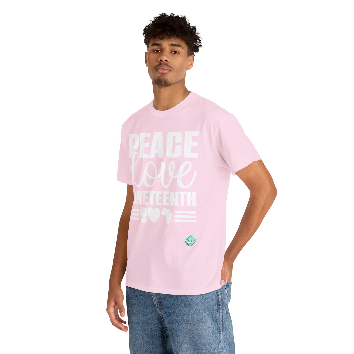 DCAL Juneteenth "Peace, Love (light)"Unisex Heavy Cotton Tee