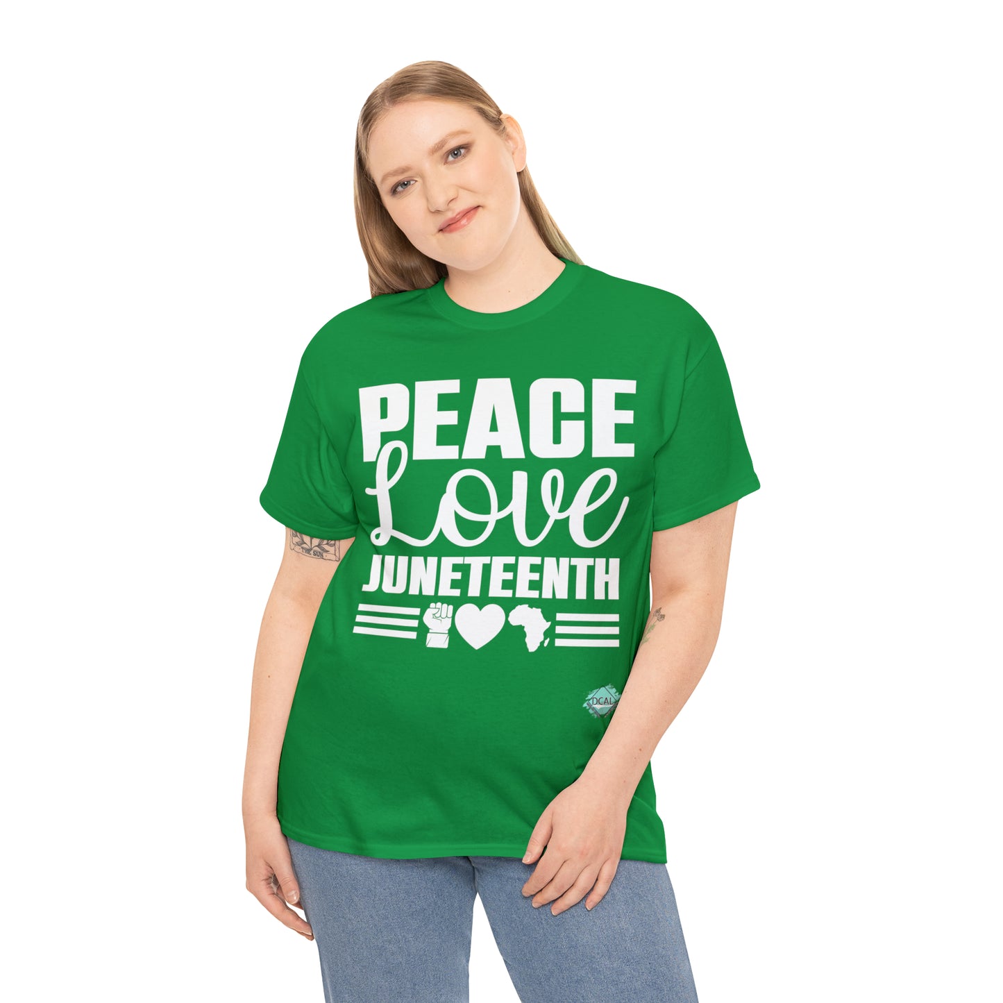 DCAL Juneteenth "Peace, Love (light)"Unisex Heavy Cotton Tee