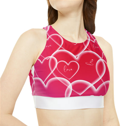 DCAL Swimwear "Red and Pink Heart" Sporty Bikini Set