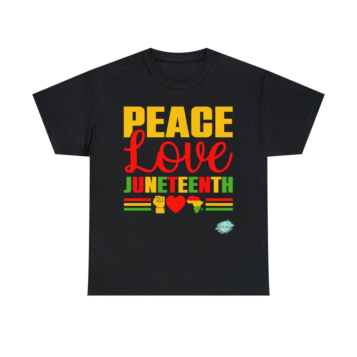 DCAL Juneteenth "Peace, Love & Juneteenth" Unisex Heavy Cotton Tee