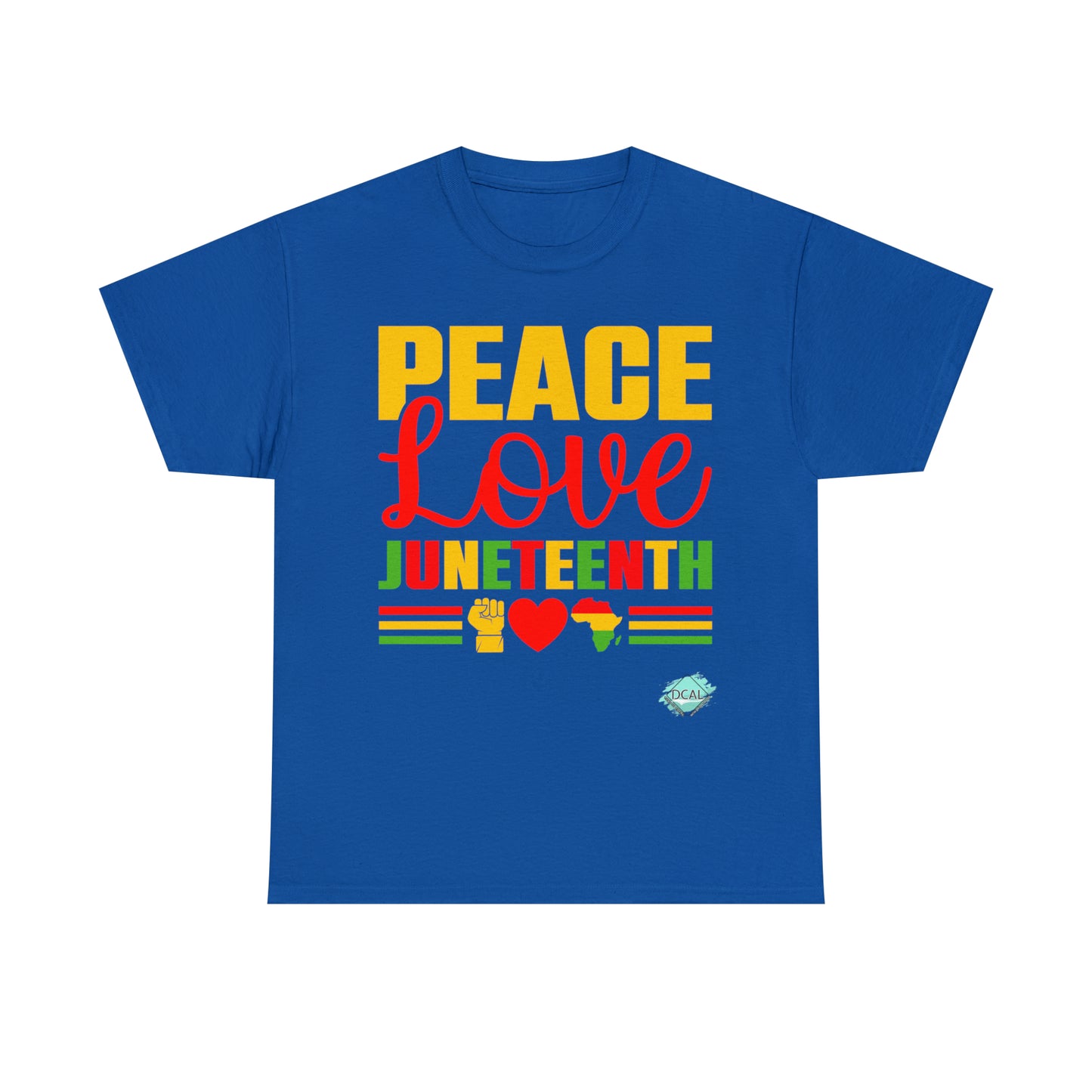 DCAL Juneteenth "Peace, Love & Juneteenth" Unisex Heavy Cotton Tee