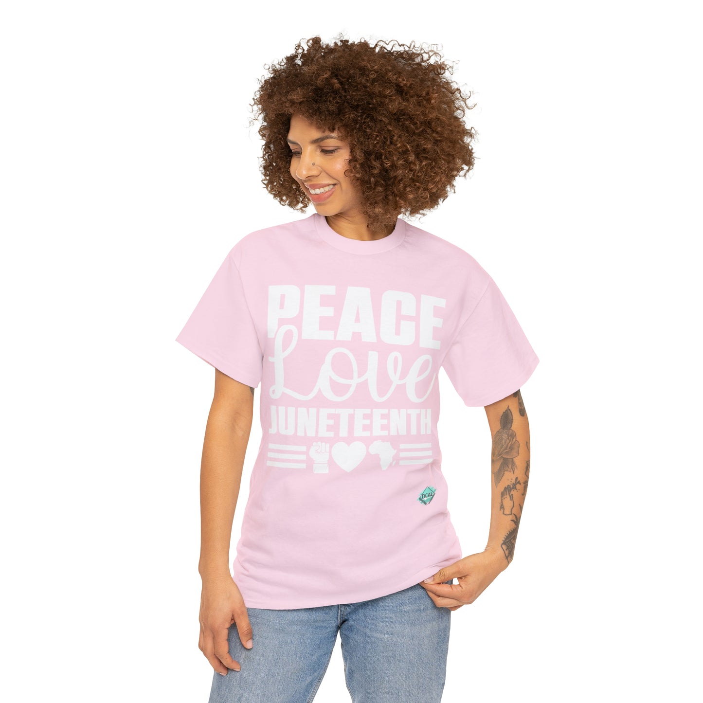 DCAL Juneteenth "Peace, Love (light)"Unisex Heavy Cotton Tee