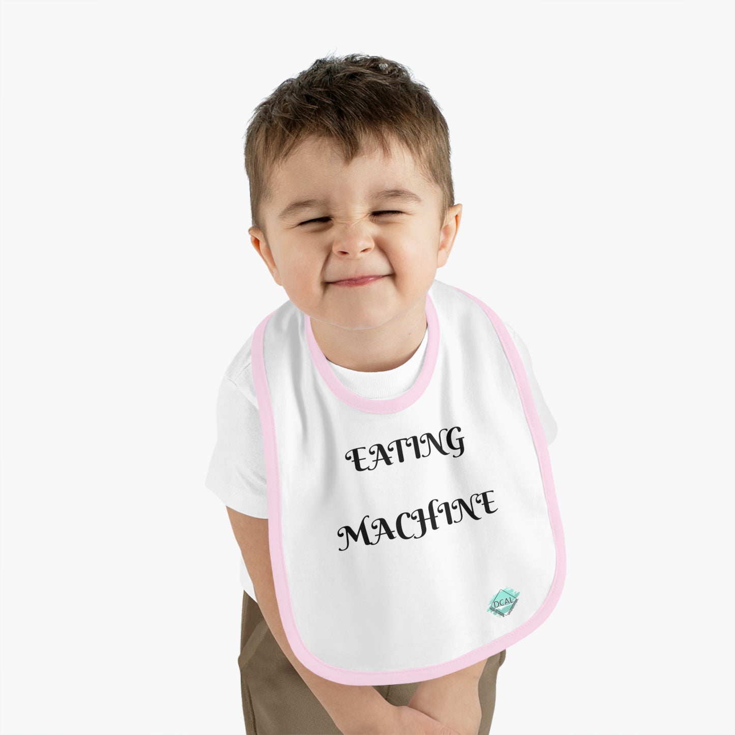 DCAL Baby Clothes "Eating Machine" Contrast Trim Jersey Bib