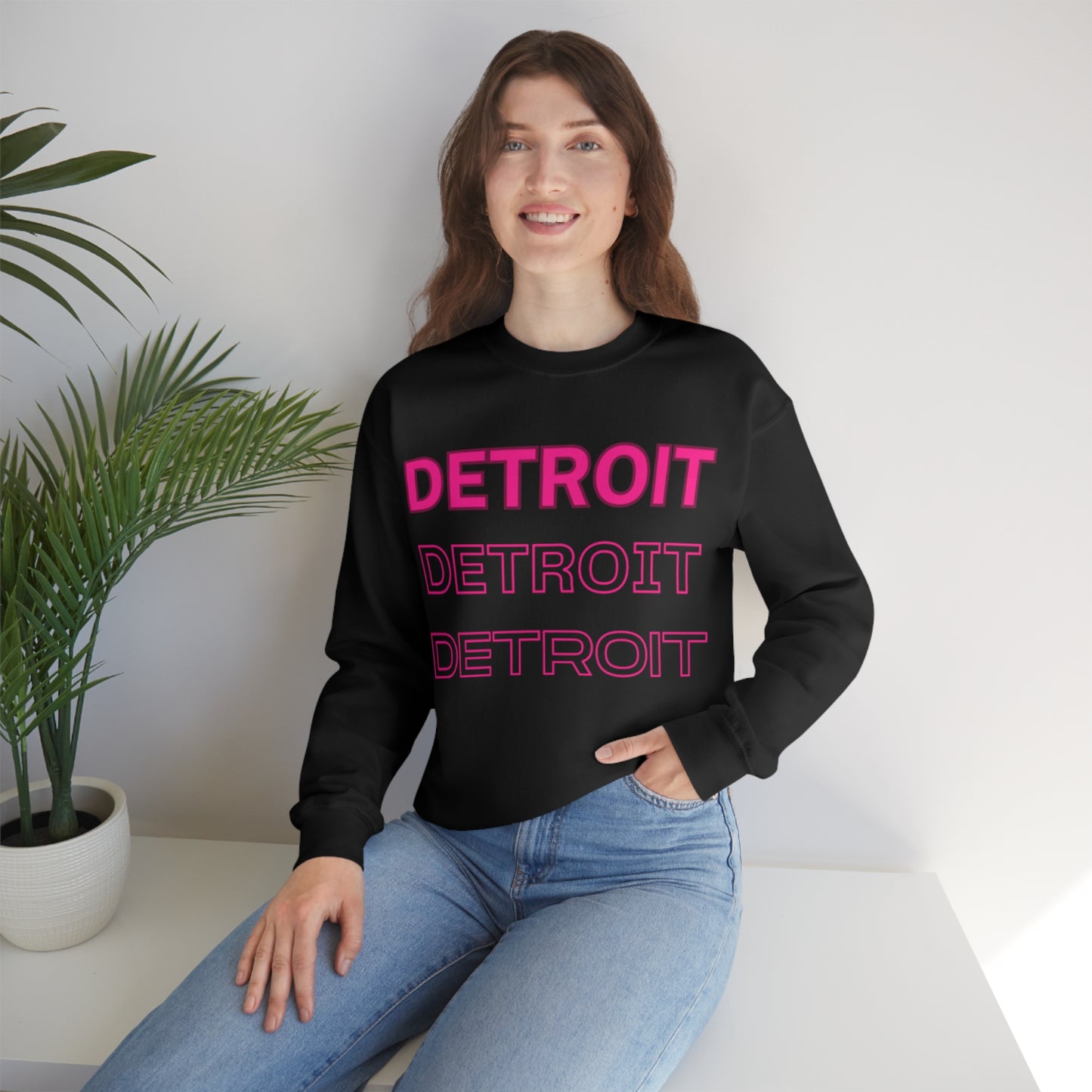 DCAL Downtown Diaries "Pink Detroit" Unisex Heavy Blend™ Crewneck Sweatshirt