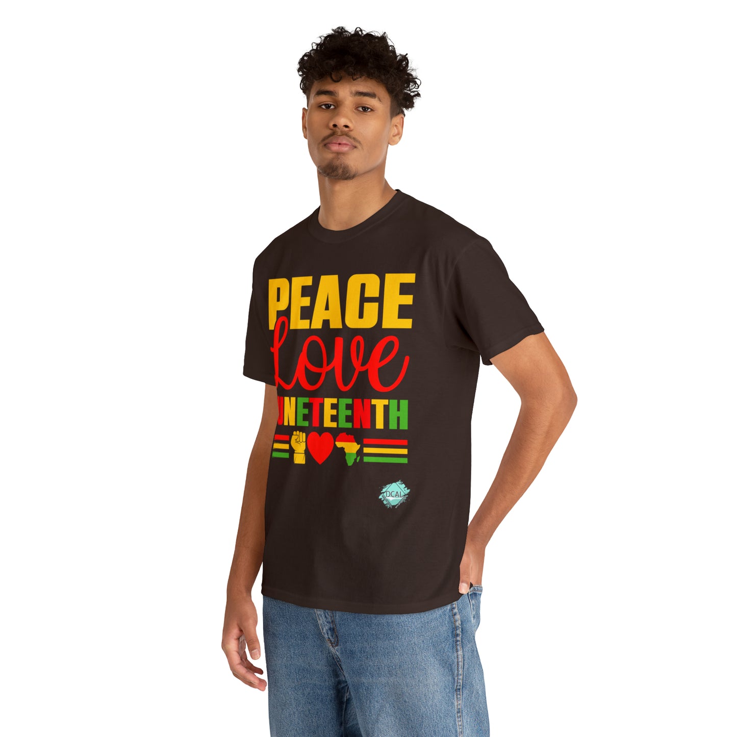 DCAL Juneteenth "Peace, Love & Juneteenth" Unisex Heavy Cotton Tee