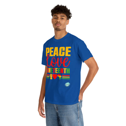 DCAL Juneteenth "Peace, Love & Juneteenth" Unisex Heavy Cotton Tee