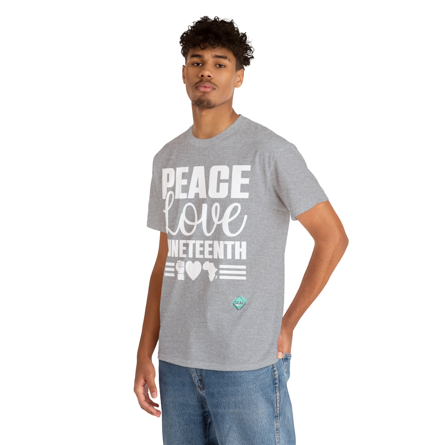 DCAL Juneteenth "Peace, Love (light)"Unisex Heavy Cotton Tee