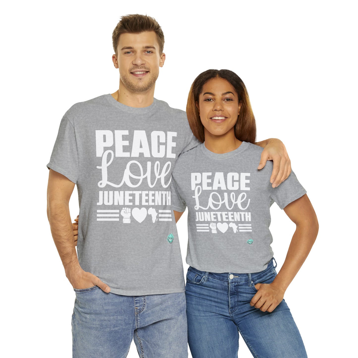 DCAL Juneteenth "Peace, Love (light)"Unisex Heavy Cotton Tee