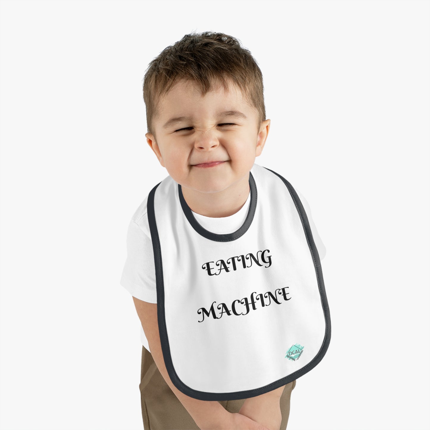 DCAL Baby Clothes "Eating Machine" Contrast Trim Jersey Bib