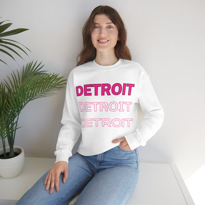 DCAL Downtown Diaries "Pink Detroit" Unisex Heavy Blend™ Crewneck Sweatshirt