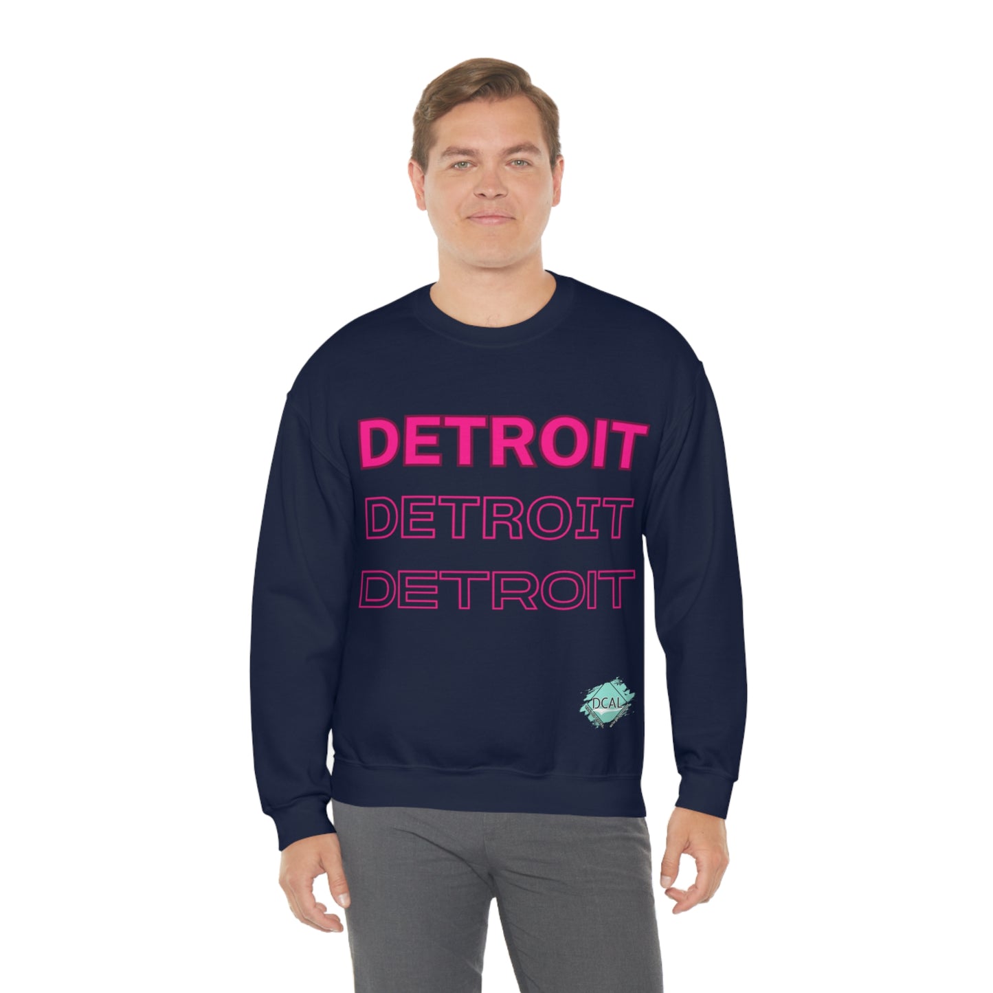 DCAL Downtown Diaries "Pink Detroit" Unisex Heavy Blend™ Crewneck Sweatshirt