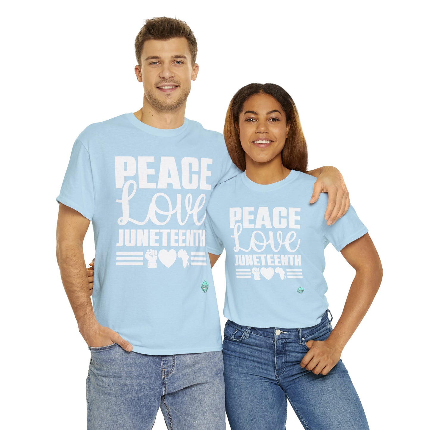 DCAL Juneteenth "Peace, Love (light)"Unisex Heavy Cotton Tee