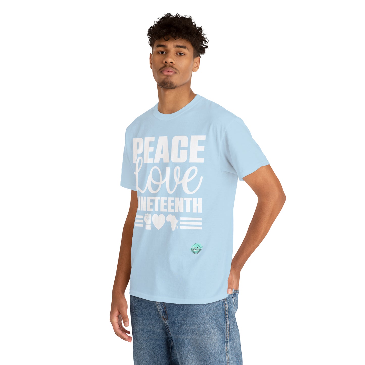 DCAL Juneteenth "Peace, Love (light)"Unisex Heavy Cotton Tee