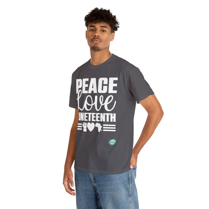 DCAL Juneteenth "Peace, Love (light)"Unisex Heavy Cotton Tee