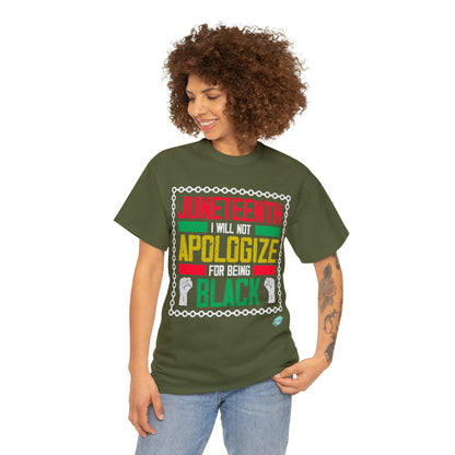 DCAL Juneteenth "Will Not Apologize" Unisex Heavy Cotton Tee