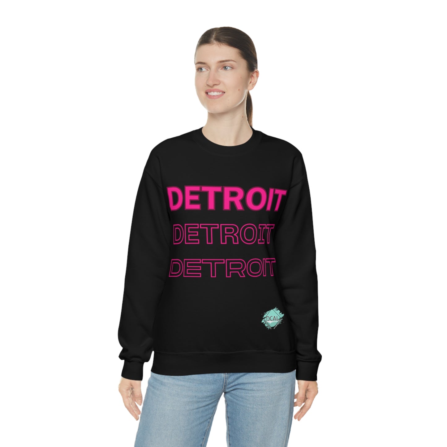 DCAL Downtown Diaries "Pink Detroit" Unisex Heavy Blend™ Crewneck Sweatshirt