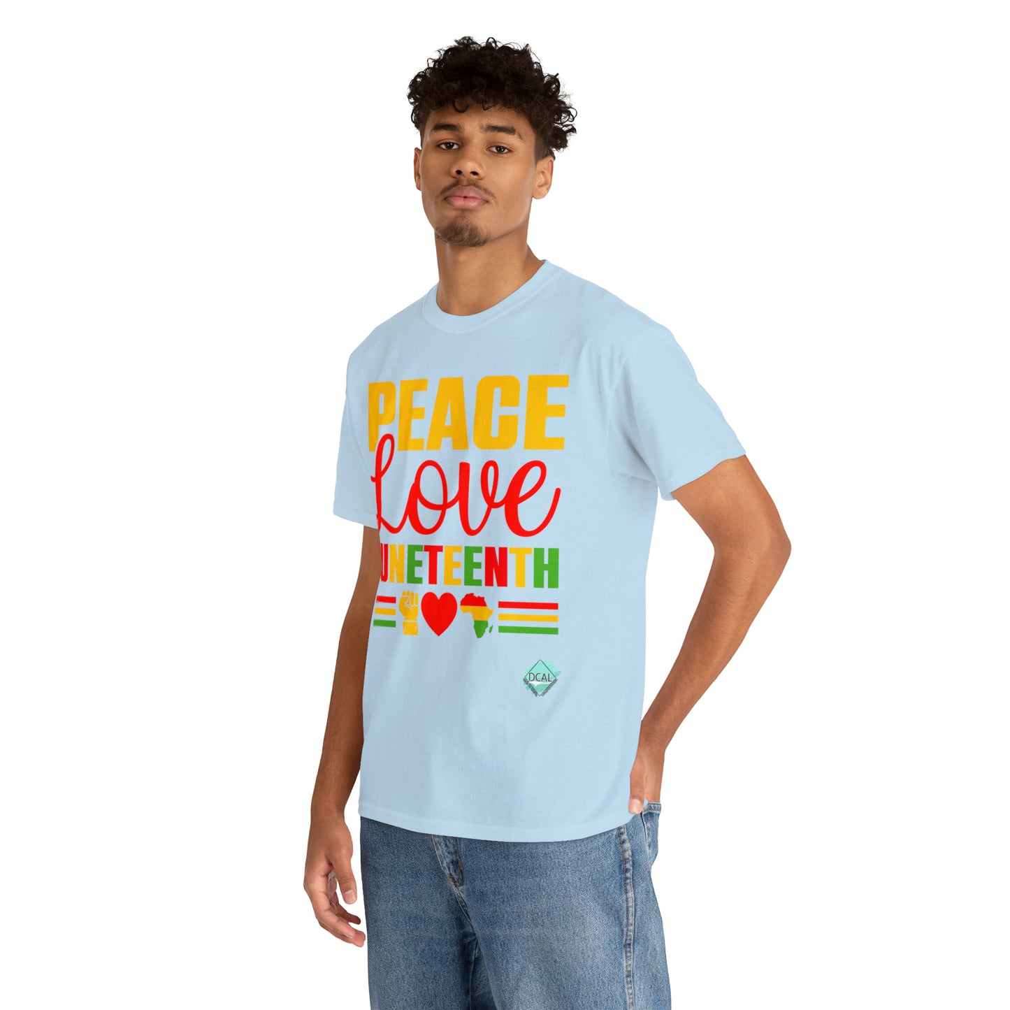 DCAL Juneteenth "Peace, Love & Juneteenth" Unisex Heavy Cotton Tee