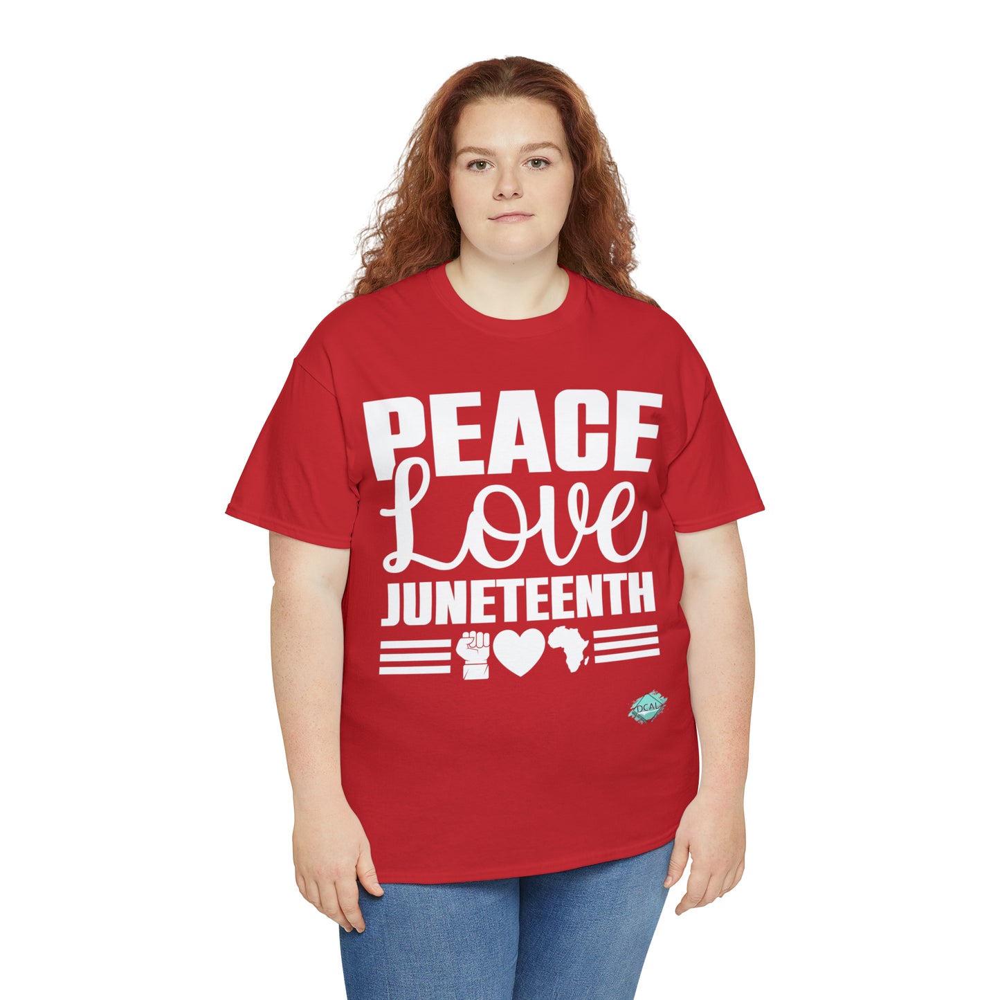 DCAL Juneteenth "Peace, Love (light)"Unisex Heavy Cotton Tee