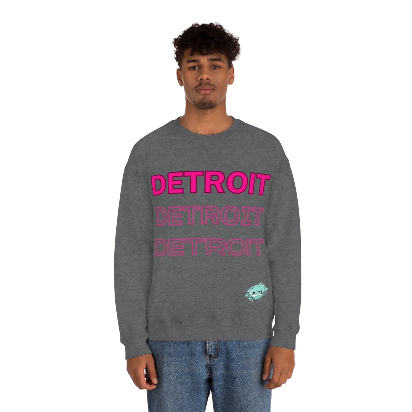 DCAL Downtown Diaries "Pink Detroit" Unisex Heavy Blend™ Crewneck Sweatshirt