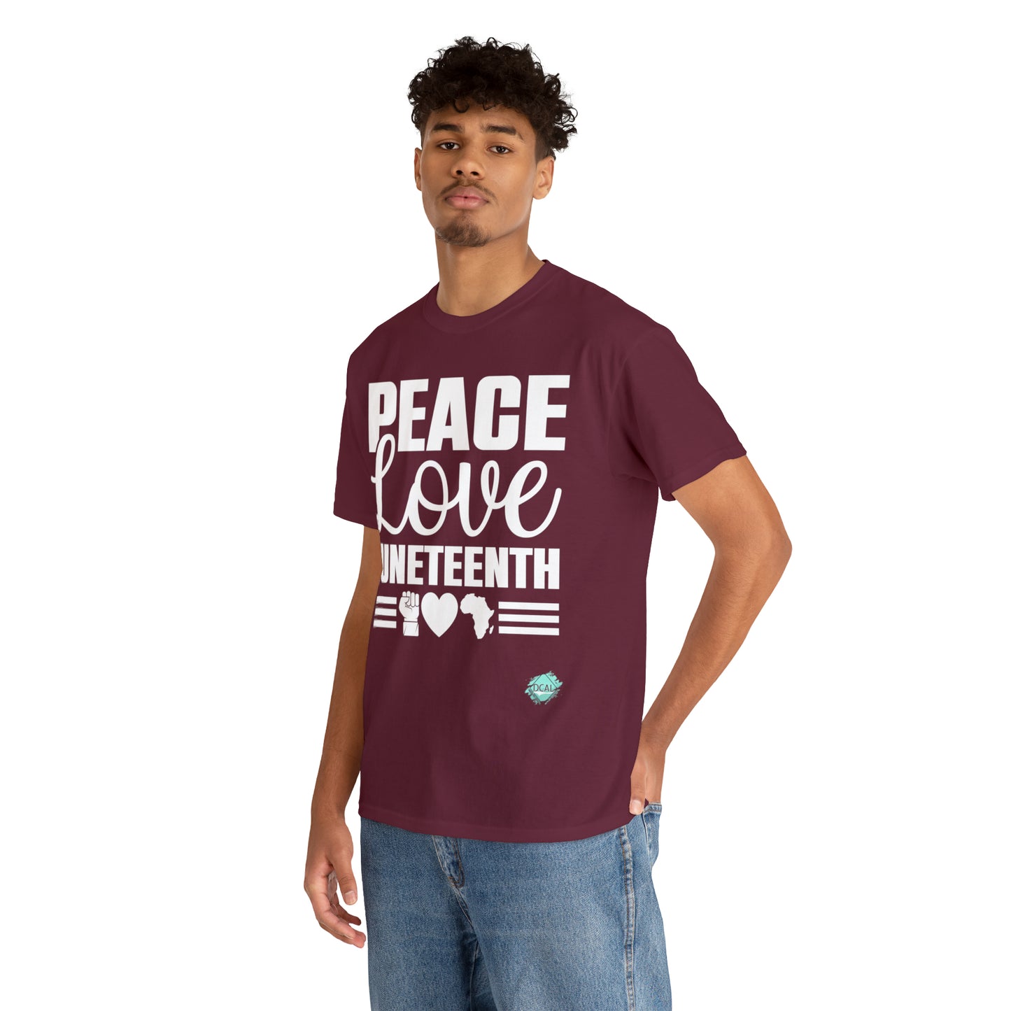 DCAL Juneteenth "Peace, Love (light)"Unisex Heavy Cotton Tee