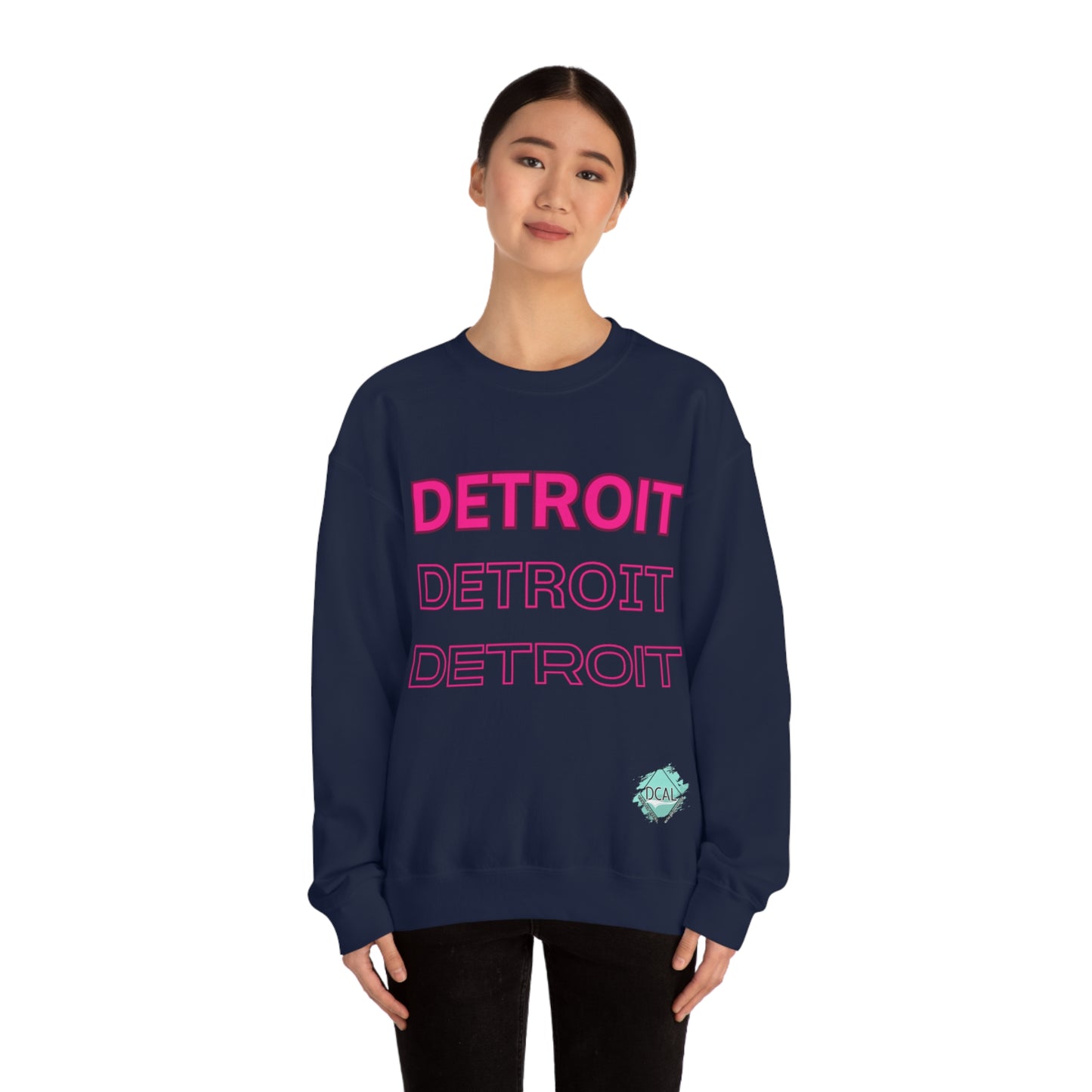 DCAL Downtown Diaries "Pink Detroit" Unisex Heavy Blend™ Crewneck Sweatshirt