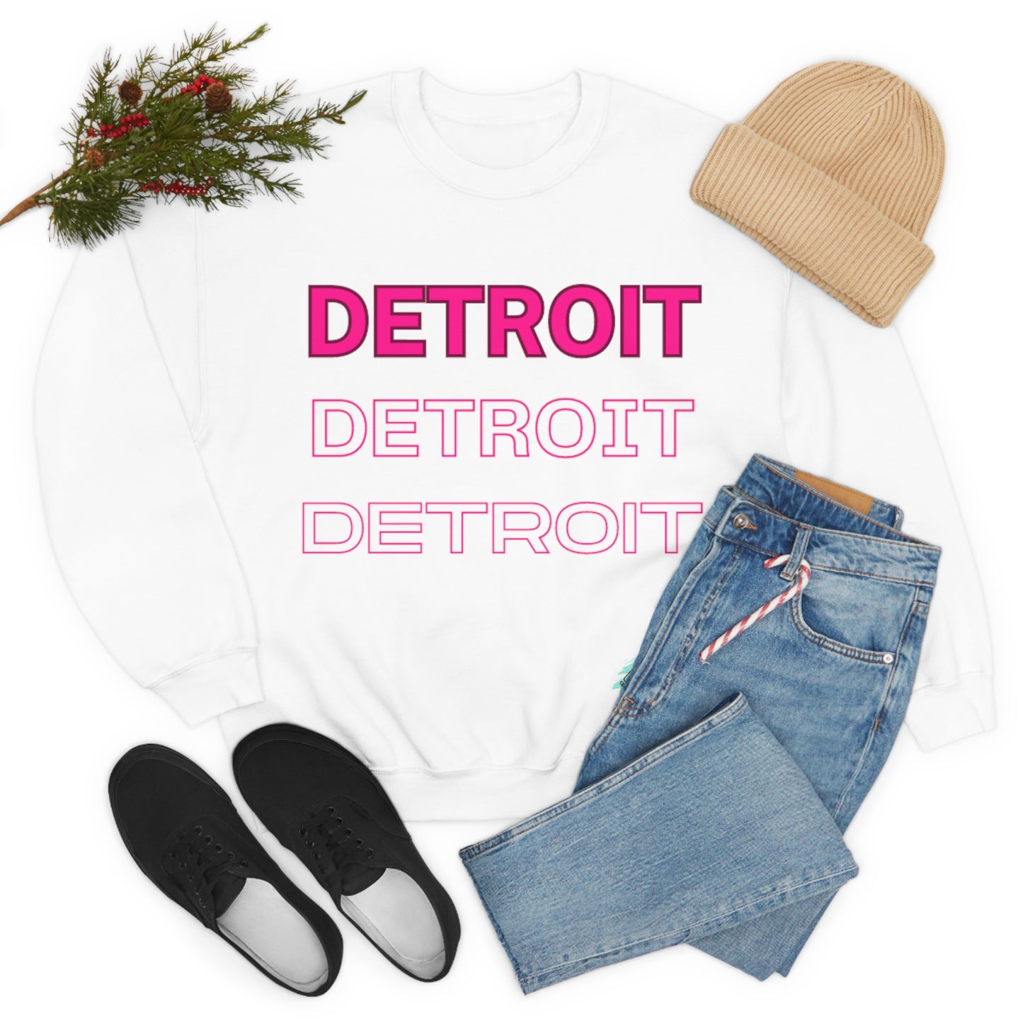 DCAL Downtown Diaries "Pink Detroit" Unisex Heavy Blend™ Crewneck Sweatshirt