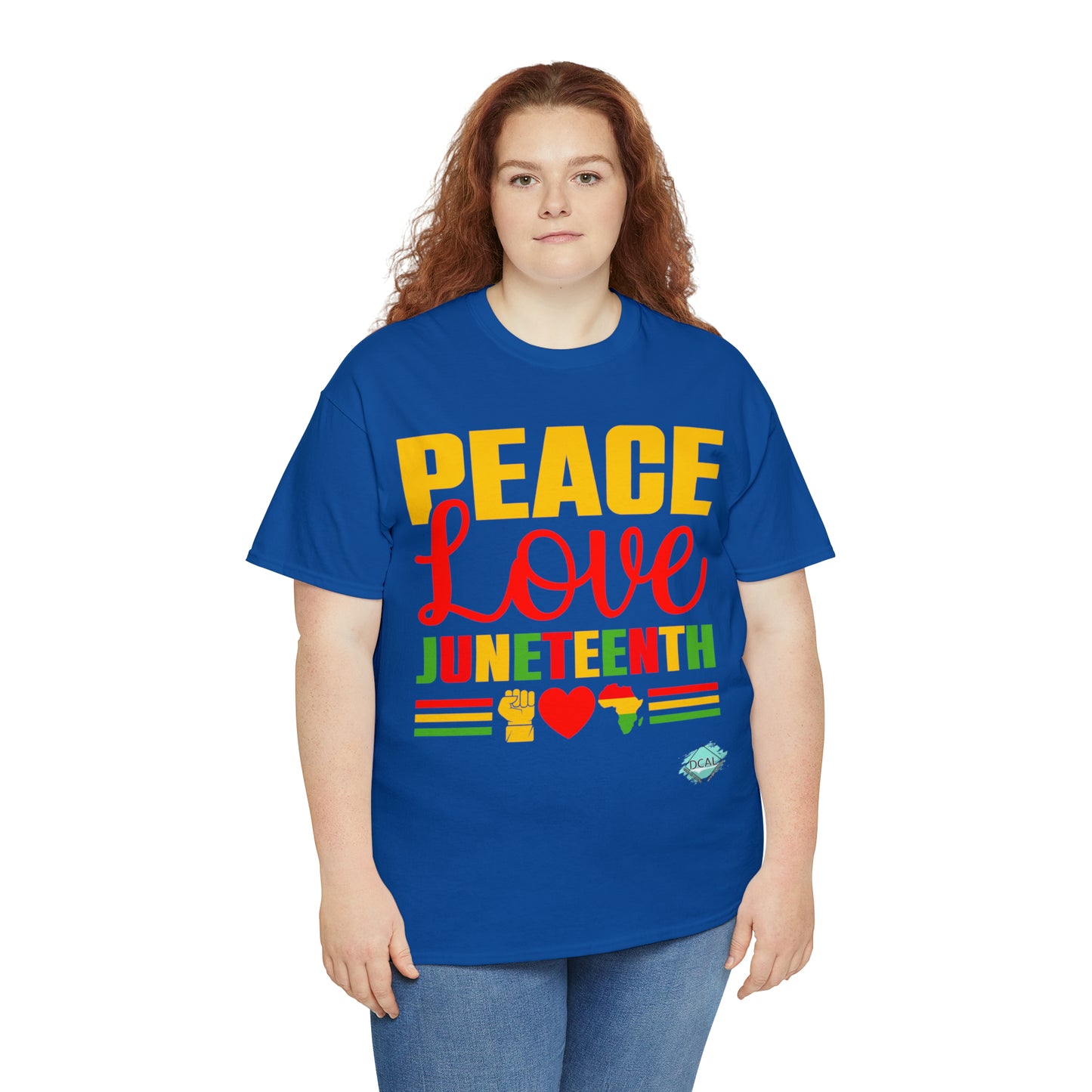 DCAL Juneteenth "Peace, Love & Juneteenth" Unisex Heavy Cotton Tee