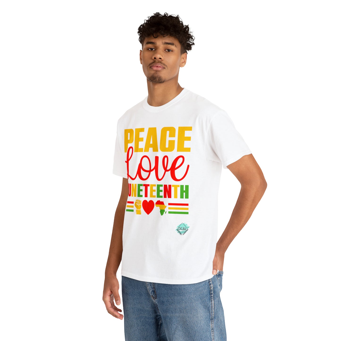 DCAL Juneteenth "Peace, Love & Juneteenth" Unisex Heavy Cotton Tee