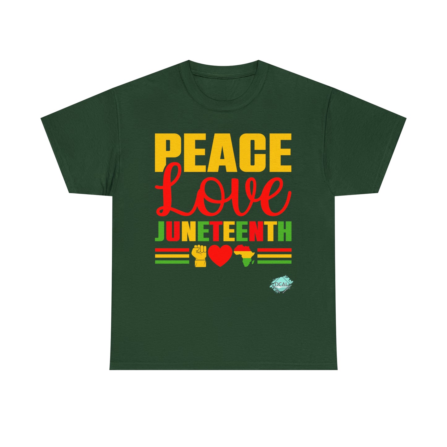 DCAL Juneteenth "Peace, Love & Juneteenth" Unisex Heavy Cotton Tee