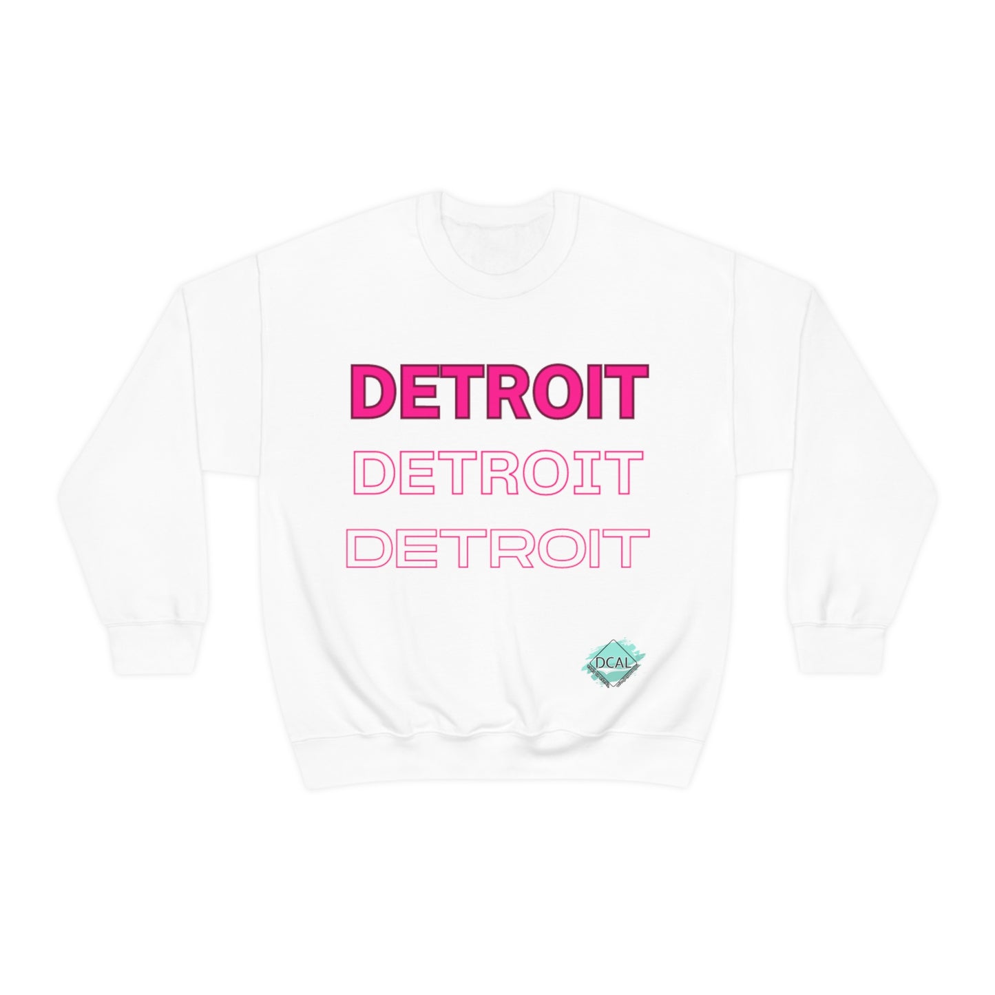 DCAL Downtown Diaries "Pink Detroit" Unisex Heavy Blend™ Crewneck Sweatshirt