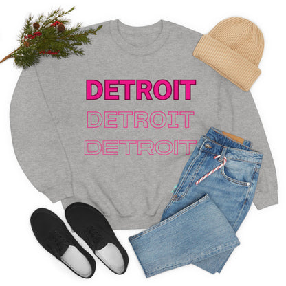 DCAL Downtown Diaries "Pink Detroit" Unisex Heavy Blend™ Crewneck Sweatshirt