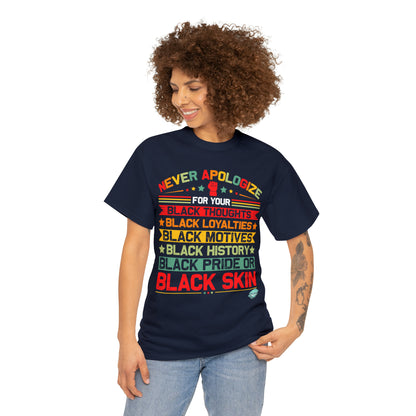 DCAL Juneteenth "Never Apologize" Unisex Heavy Cotton Tee