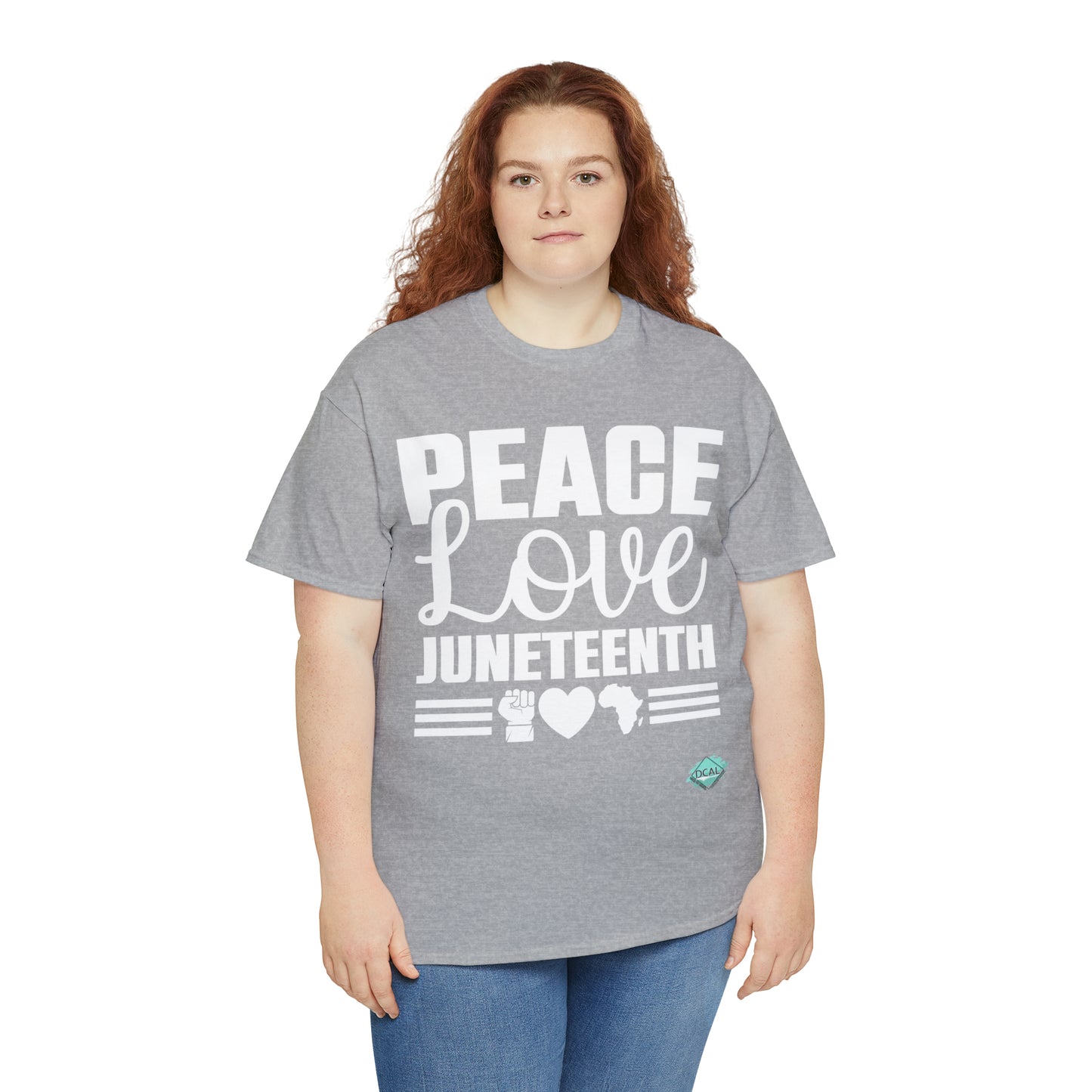 DCAL Juneteenth "Peace, Love (light)"Unisex Heavy Cotton Tee