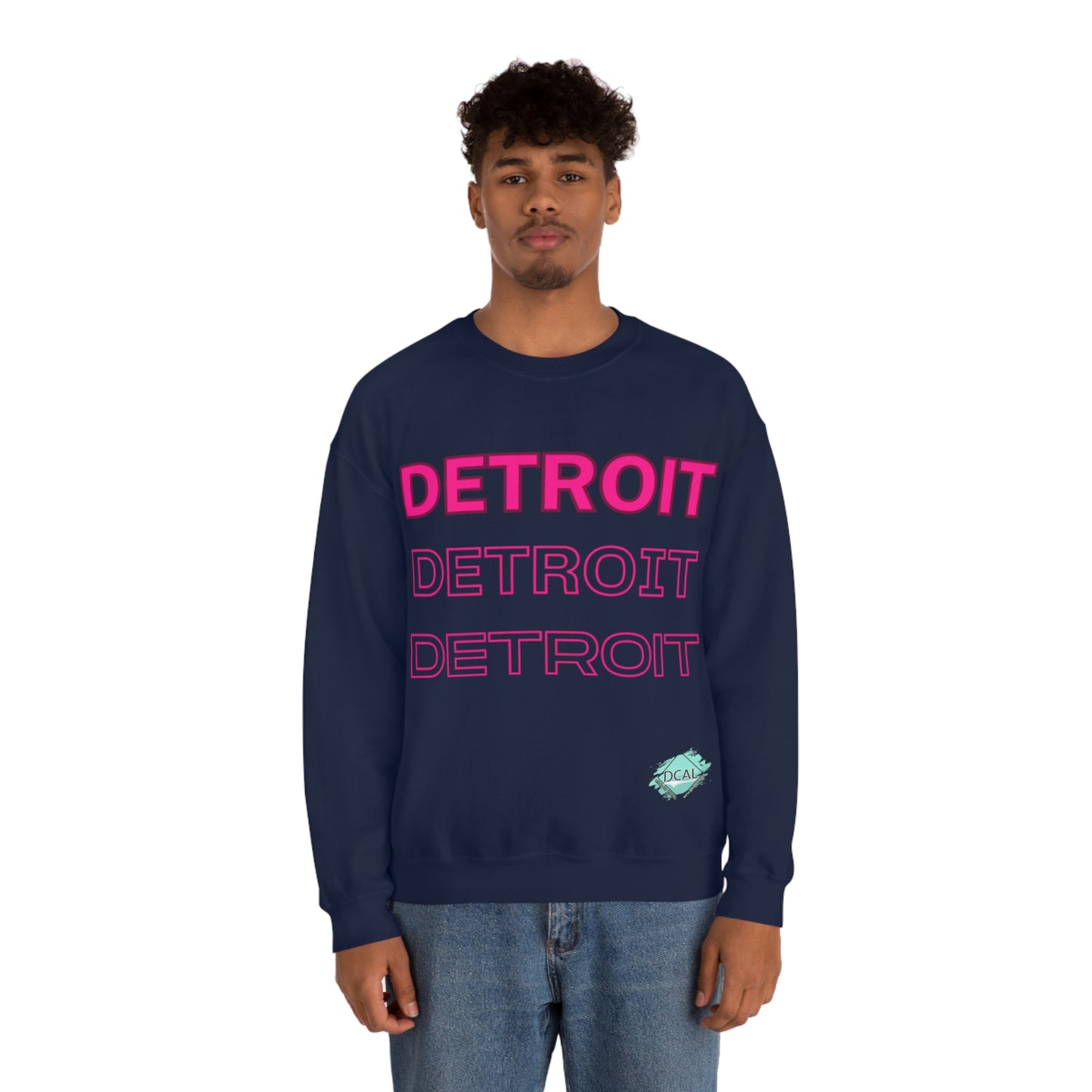 DCAL Downtown Diaries "Pink Detroit" Unisex Heavy Blend™ Crewneck Sweatshirt