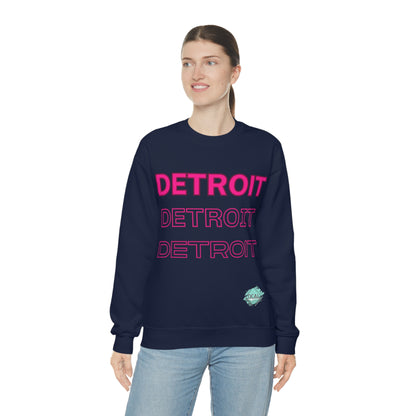 DCAL Downtown Diaries "Pink Detroit" Unisex Heavy Blend™ Crewneck Sweatshirt