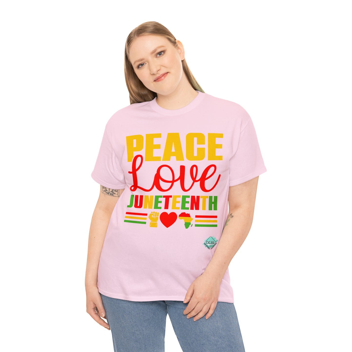 DCAL Juneteenth "Peace, Love & Juneteenth" Unisex Heavy Cotton Tee