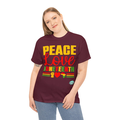 DCAL Juneteenth "Peace, Love & Juneteenth" Unisex Heavy Cotton Tee