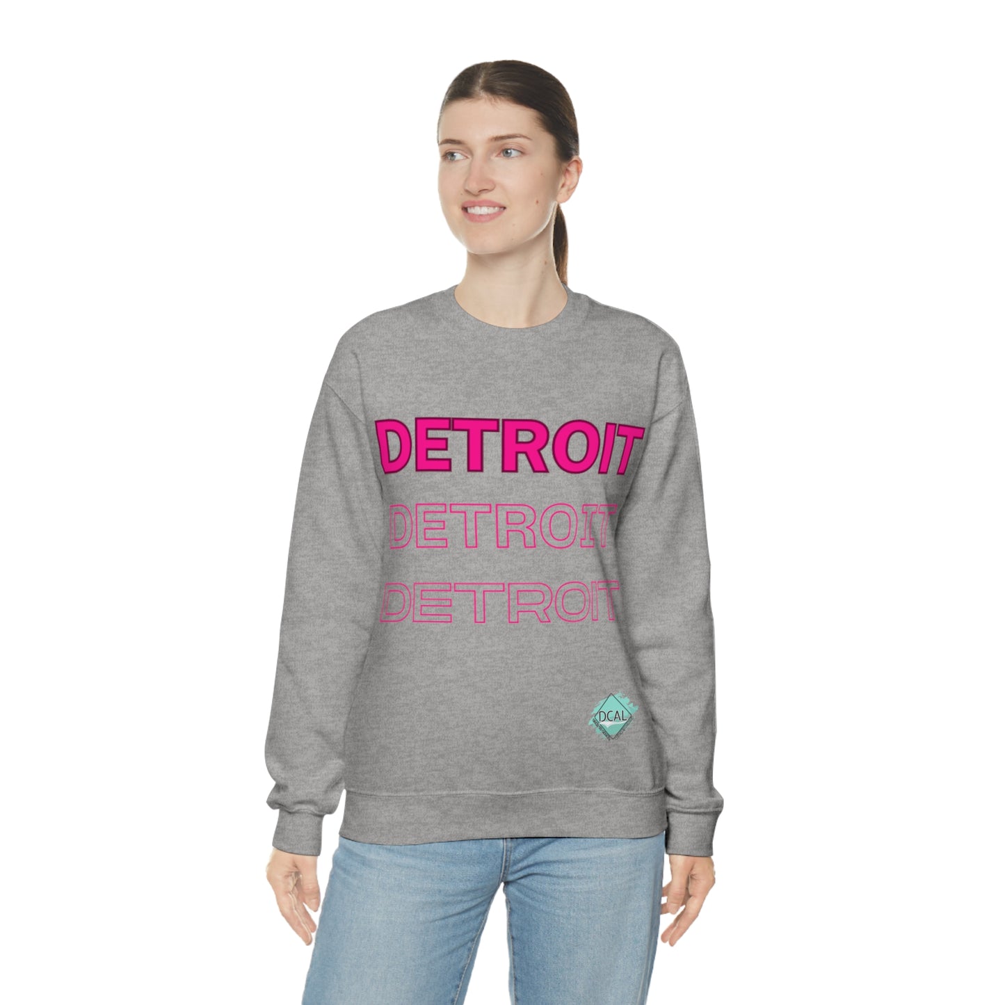 DCAL Downtown Diaries "Pink Detroit" Unisex Heavy Blend™ Crewneck Sweatshirt