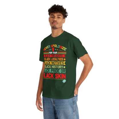 DCAL Juneteenth "Never Apologize" Unisex Heavy Cotton Tee