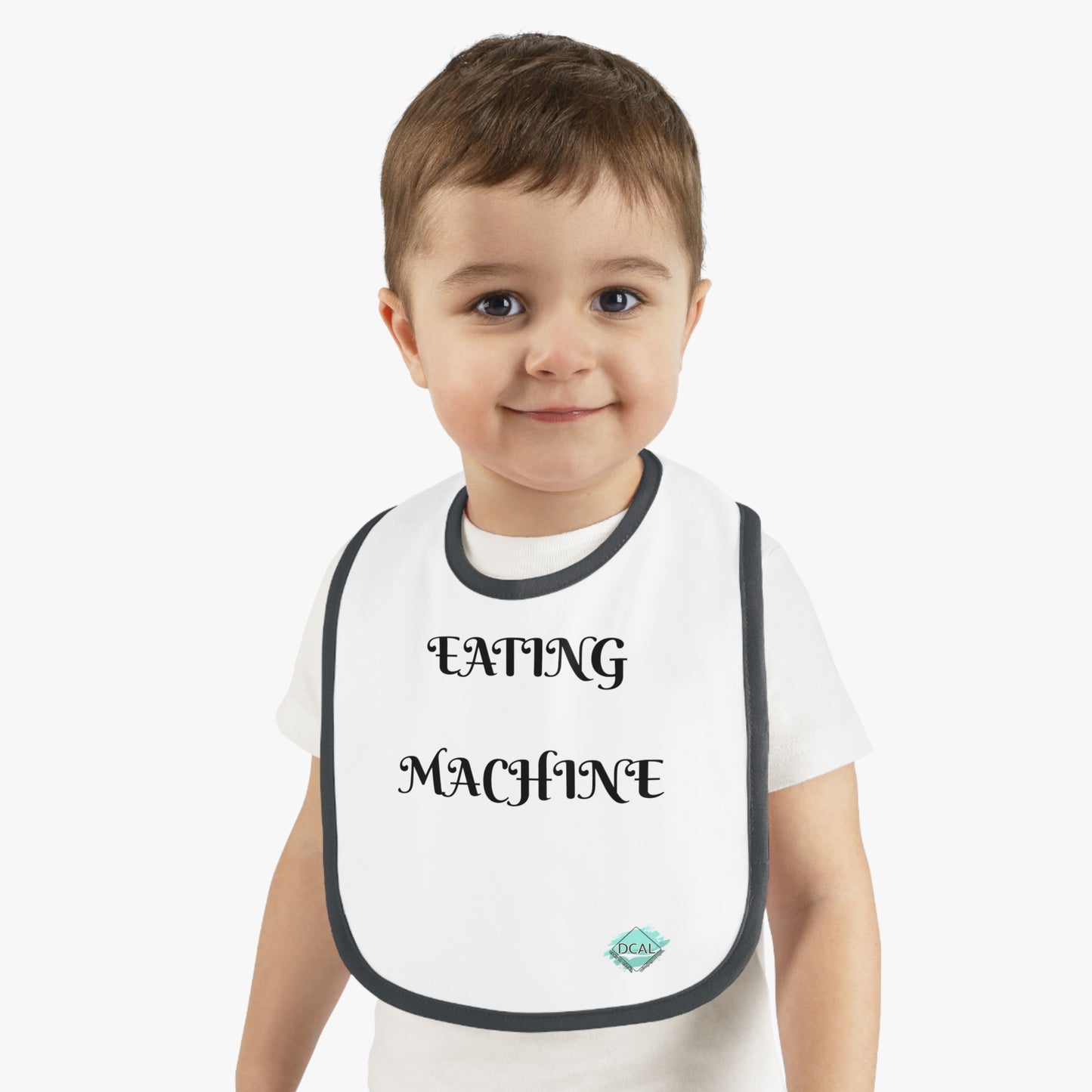 DCAL Baby Clothes "Eating Machine" Contrast Trim Jersey Bib