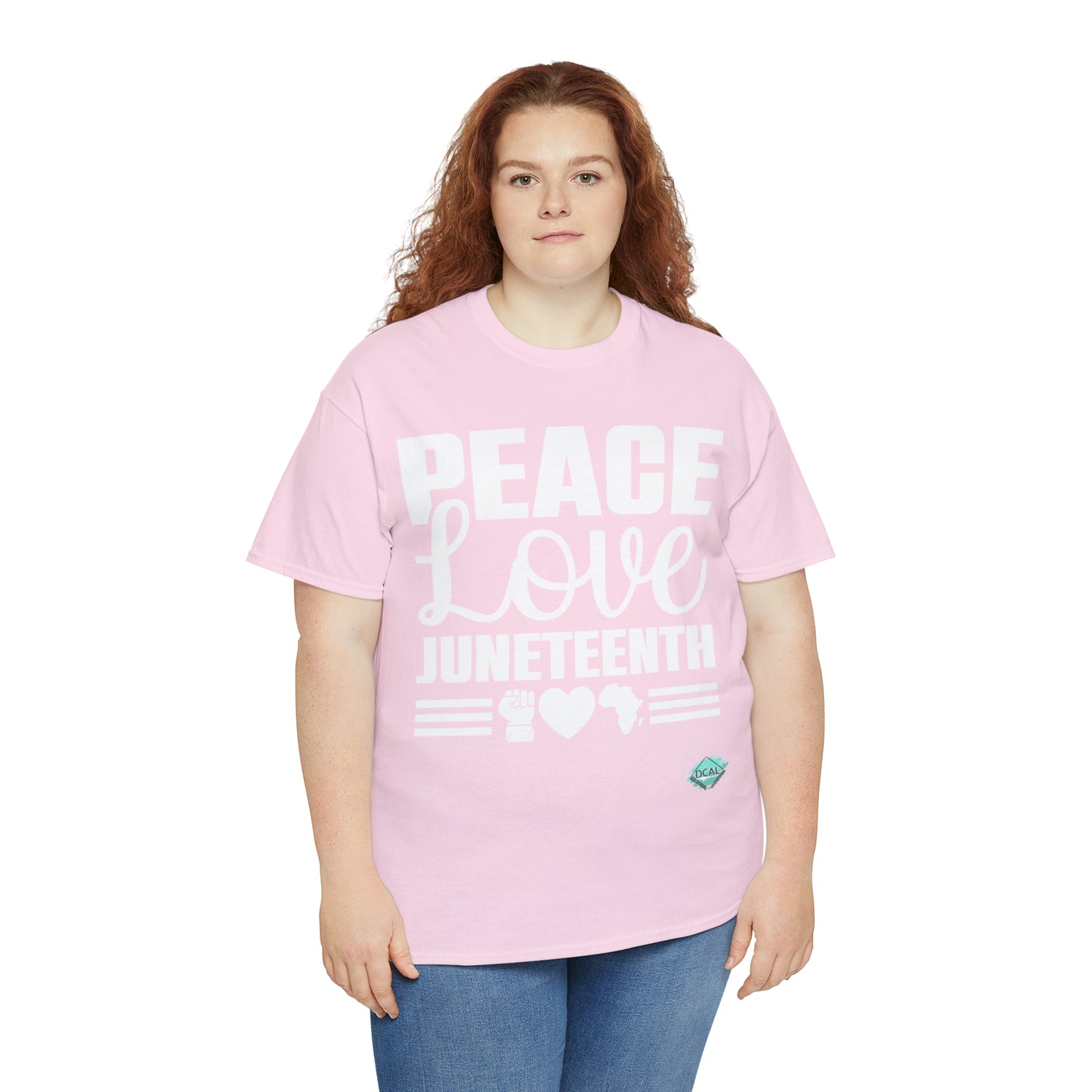 DCAL Juneteenth "Peace, Love (light)"Unisex Heavy Cotton Tee