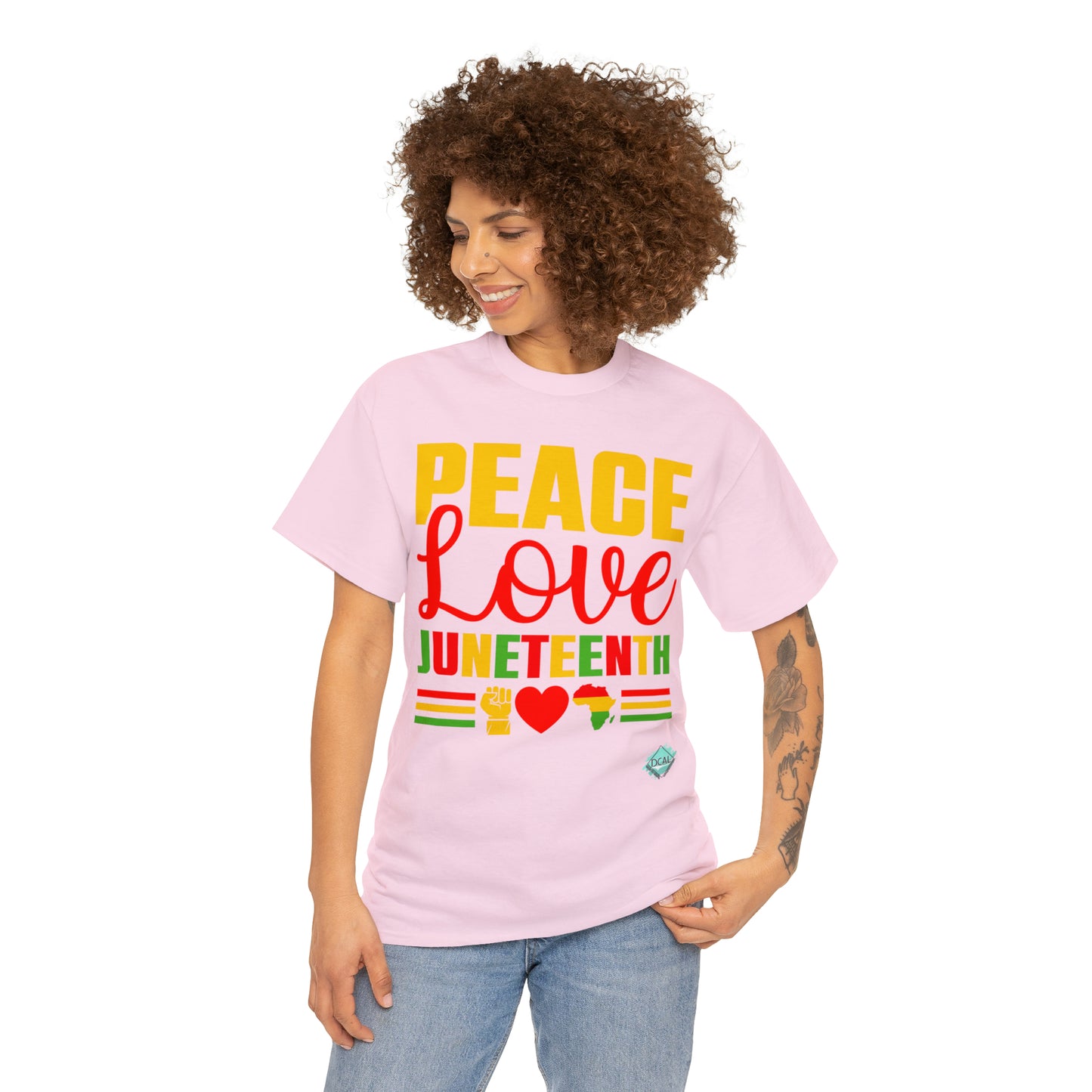 DCAL Juneteenth "Peace, Love & Juneteenth" Unisex Heavy Cotton Tee