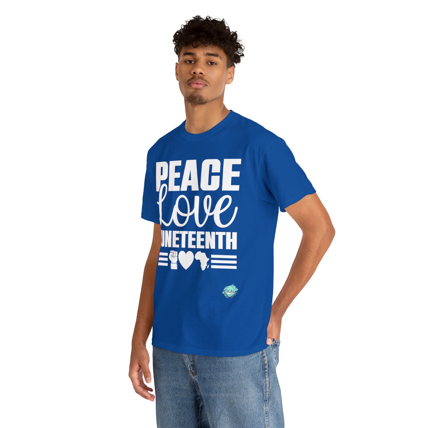 DCAL Juneteenth "Peace, Love (light)"Unisex Heavy Cotton Tee